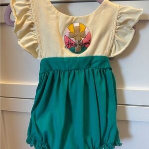 Yellow and Green Ruffled Baby Romper
